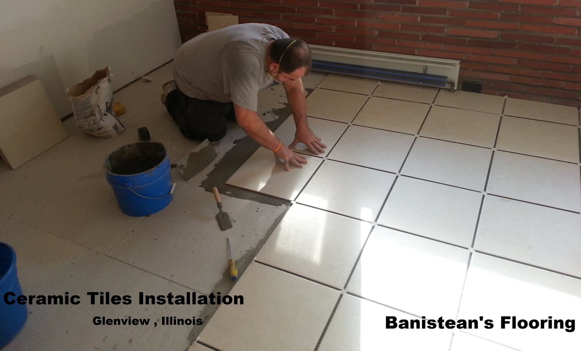 Ceramic tile floor installation