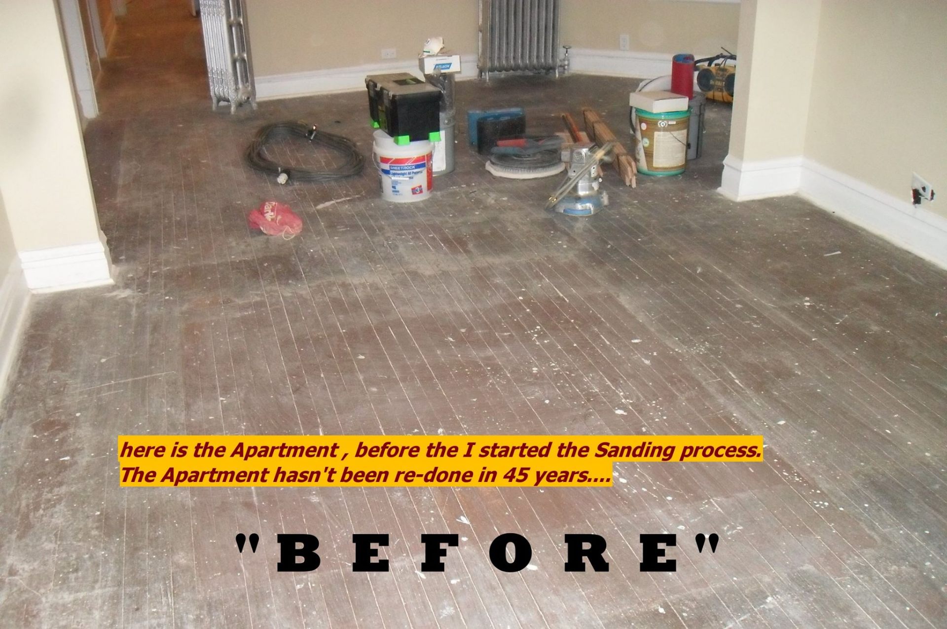 Floor before sanding process