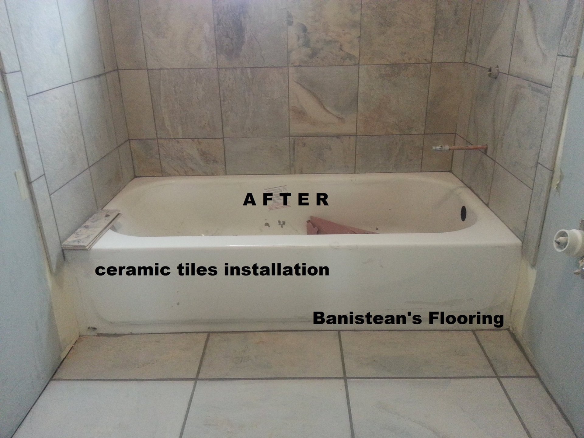 Hard tile flooring installation